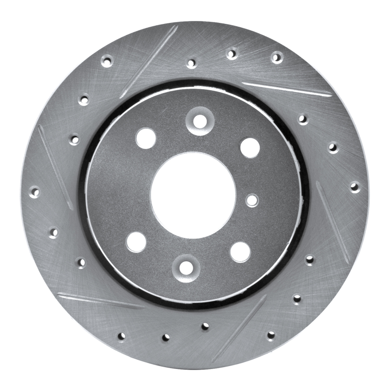 Kia Spectra Brake Rotor (1) - Front Left - R1 Concepts - Drilled & Slotted - Silver - `94-`00 Kia Spectra Brake Rotor (1) - Front Left - R1 Concepts - Drilled & Slotted - Silver - `94-`00